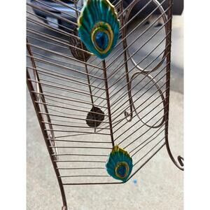 Peacock Feather Wire Wine Rack Bottle Holder Bronze Boho Décor Art Nouveau Style